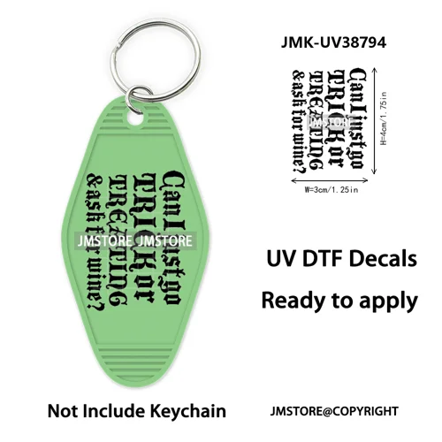 Fall Halloween Quotes Spooky Boo UV DTF Motel Keychain Decal Ready To Ship Durable Transfer Stickers Prints For Hotel Keychain
