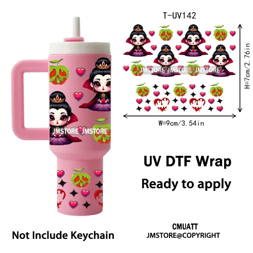 Princess Cartoon Queen Heart Wholesale Bulk UV DTF Wraps Ready To Apply Transfer Stickers Waterproof For Mini Tumbler Keychain