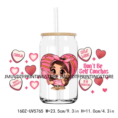 Mexican Lady With Rose Religious 16OZ UV DTF Cup Wrap Transfer Sticker Custom Label Durable Waterproof Logo For Libbey Glass Can