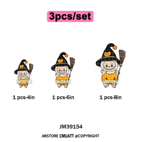 Sorat Sweet Sorat Spooky Cartoon Monster Halloween Designs Iron on DTF Washable Transfers Stickers Ready to Press for Hoodies