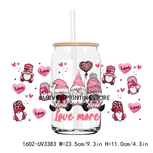 XOXO Valentines Coffee Cup 16OZ UV DTF Cup Wrap Transfers Stickers Custom Label DIY Waterproof Logo For Libbey Glass Can Hearts