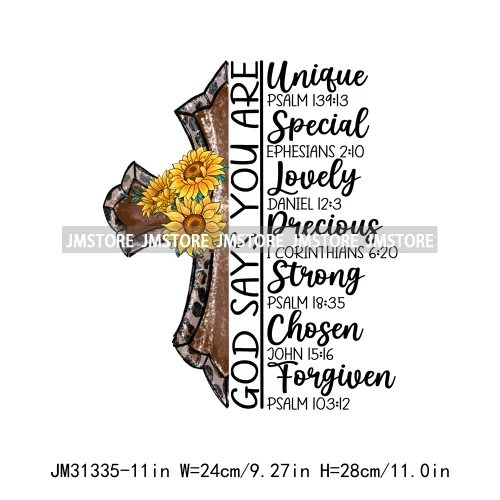 God Says You Are Christian Bible Verse Jesus Motivational Pray Vibes Iron On DTF Transfer Stickers Ready To Press For Sweatshirt