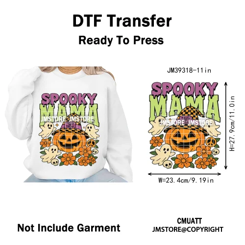 Funny Halloween Quotes Ghouls Stay Spooky Creep It Real Iron on DTF Washable Transfers Stickers Ready to Press for T-shirts Bags