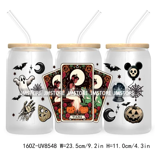 Horror Characters Tarot Card Halloween UV DTF Sticker For 16OZ Libbey Glass Cup Can Wrap Transfer Stickers Custom Label DIY Logo