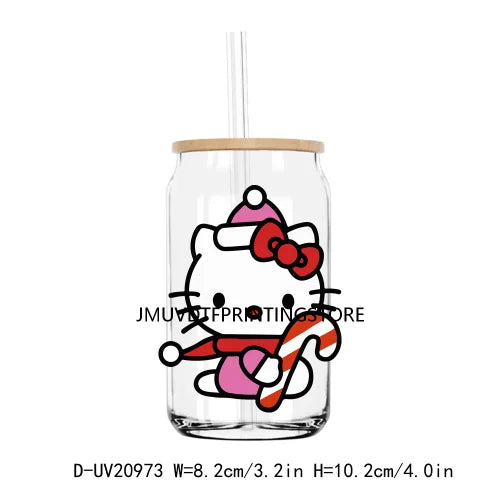 Lovely Pink Cartoon Girls UV DTF Transfers Stickers Decals For Libbey Cold Cups Mugs Tumbler Waterproof DIY Logo Cute Cats