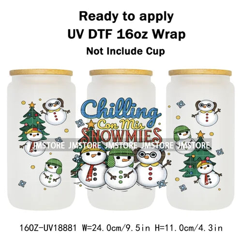 Tis The Season Mexican Christmas 16OZ UV DTF Cup Wraps Ready To Apply Waterproof Transfer Stickers For Libbey Glass Can Tumbler