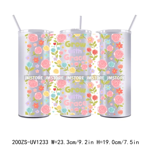 Coquette Bow Flowers Book Lover UV DTF Tumbler Wraps Durable Ready To Apply Transfer Stickers For 20OZ Straight Skinny Tumblers