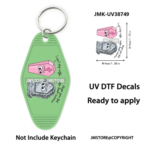 Funny Halloween Skull Skeleton Ghosts UV DTF Motel Keychain Wraps Ready To Apply Waterproof High Quality Hotel Keychain Decals