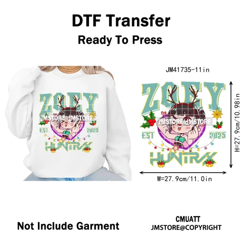 Cute Santa Kpop Inspired Movie Character Merry Christmas Holly Iron on DTF Washable Transfer Stickers Ready to Press for Textile