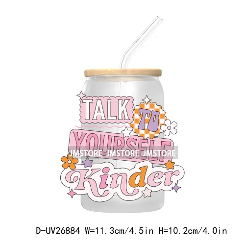 In My Bookish Era UV DTF Sticker For 16OZ Libbey Glass Cup Can Wrap Transfer Stickers Custom Labels Prints DIY Logo Be Kindness