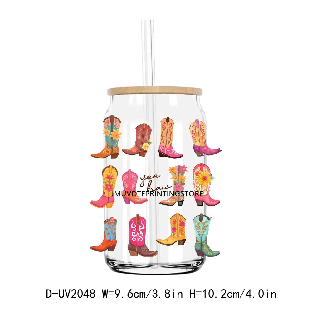 Cow Girls Boots And Sunflowers UV DTF Transfers Stickers Decals For Libbey Cold Cups Mugs Tumbler Waterproof DIY Craft