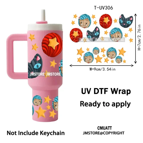 Concha Mexican Culture Cartoon Cow UV DTF Mini Tumbler Keychain Wraps Ready To Apply Transfer Stickers Prints Waterproof Decals