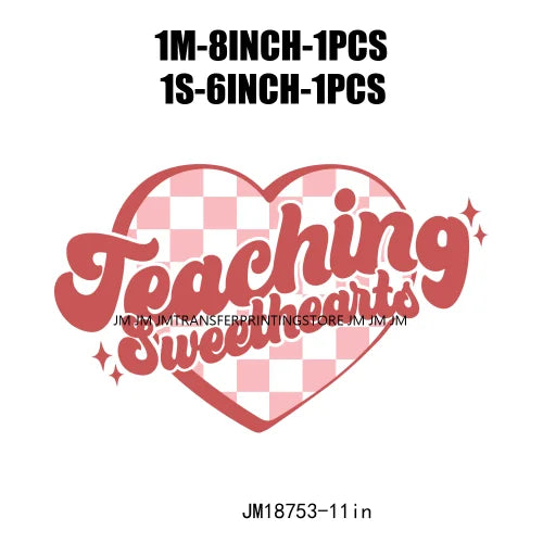 Retro Distressed Loved Teacher Mama Valentine Teaching Sweetheart DTF Heat Transfer Stickers Printing Ready To Press For Clothes