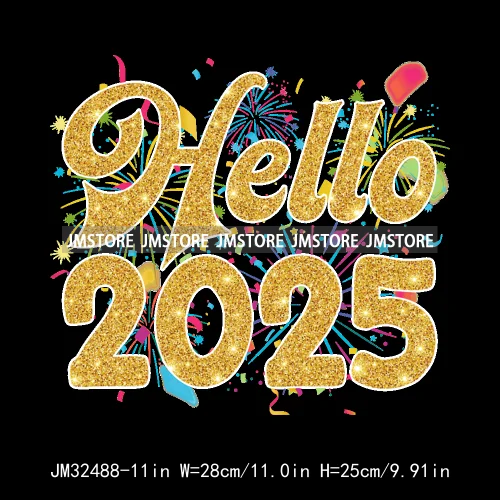 New Goodbye 2024 Hello New Year 2025 Merry Christmas 2024 Xmas Iron On DTF Transfers Stickers Ready To Press For Hoodies Bags