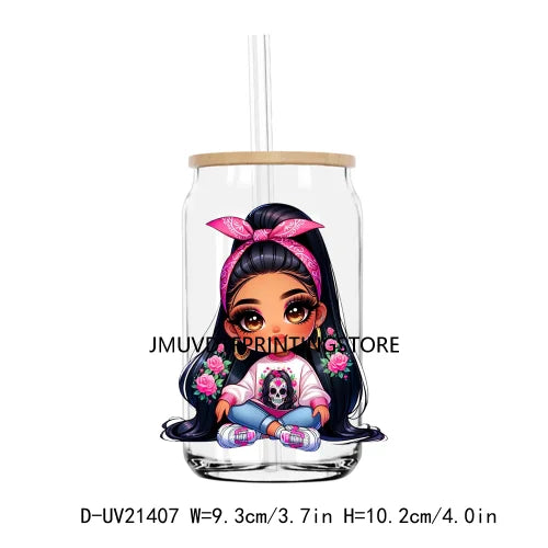 Chibi Cute Chicana Woman UV DTF Transfers Stickers Decals For Libbey Cold Cups Mugs Tumbler Waterproof DIY Logo Mexican Girls