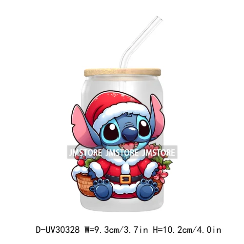 Merry Christmas Cartoon Mouse And Friends UV DTF Transfer Stickers Decals For Libbey Cold Cups Mugs Tumbler Xmas Bear Candy Cane