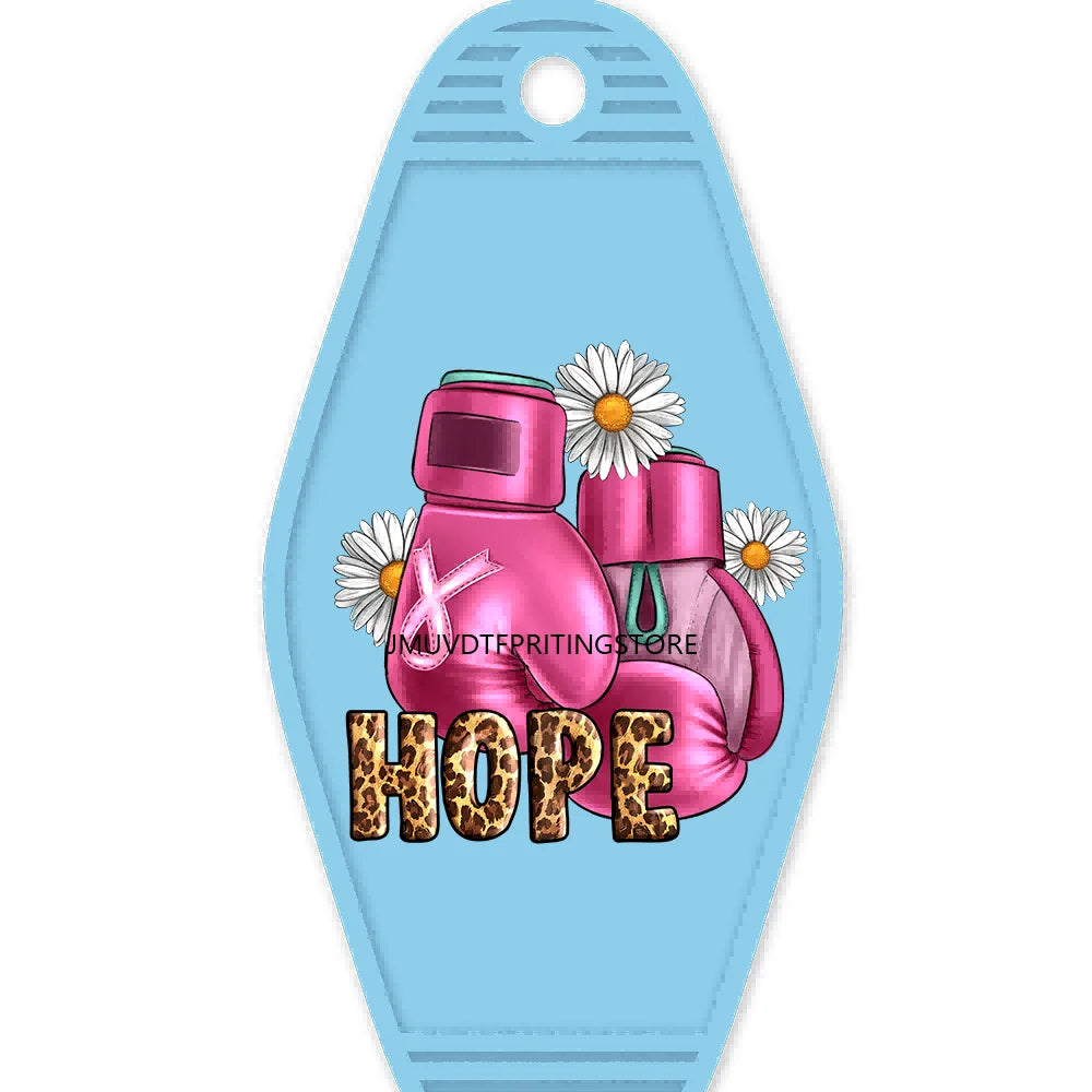 In October We Wear Pink High Quality WaterProof UV DTF Sticker For Motel Hotel Keychain Fight Breast Cancer