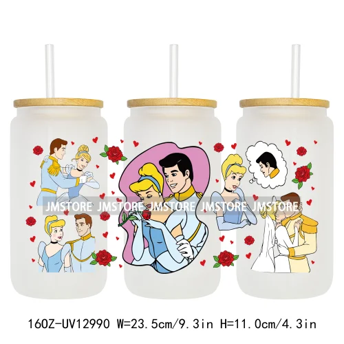 Best Friends Princess Movie Themed 16OZ UV DTF Cup Wraps Ready To Apply Waterproof Transfer Sticker For Libbey Glass Can Tumbler
