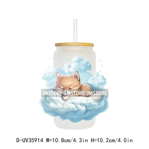 Dreamy Sleeping Baby Animals UV Sticker Decals For Libbey Cold Cups Mugs Tumbler Transfer Stickers Waterproof Top Quality Prints