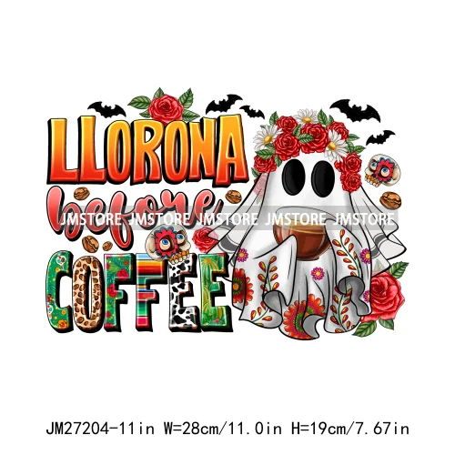 Spanish Espooky Vibes Latina Pantasmas Mexican Halloween Conchas Cucuys Aqui Espantan DTF Iron On Transfers Stickers For Hoodies