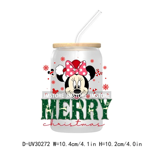 Merry Christmas Cartoon Mouse And Friends UV DTF Transfer Stickers Decals For Libbey Cold Cups Mugs Tumbler Xmas Bear Candy Cane