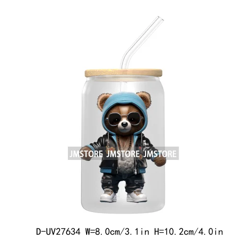 Hip Hop Urban Graffiti Teddy Bear UV DTF Transfer Stickers Decals For Libbey Cold Cups Mugs Tumbler Waterproof Trendy Bears Doll