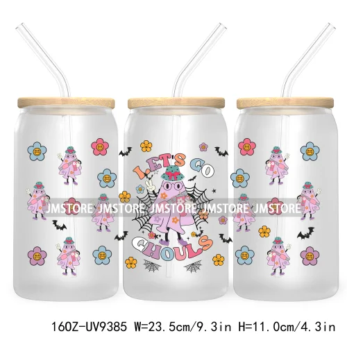 Coquette Pumpkin Autumn 16OZ UV DTF Cup Wrap Transfer Stickers Custom Waterproof Label For Libbey Glass Can Cute Ghost Halloween