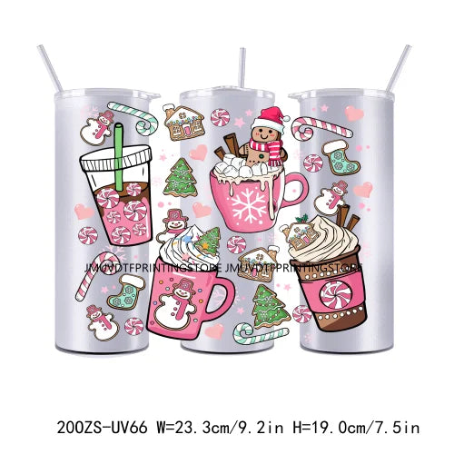 Merry Christmas Gifts Tree 20OZ UV DTF Straight Wrap Transfers Stickers Custom Labels DIY Durable Waterproof Logo For Tumbler