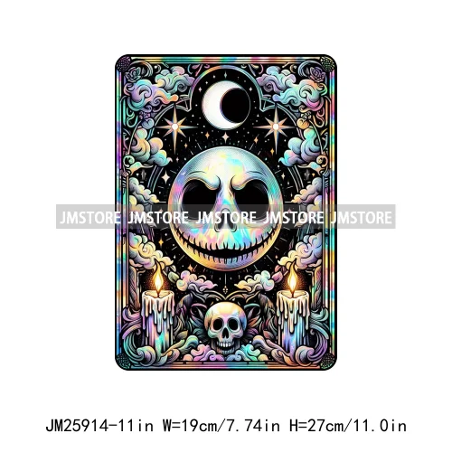 Spooky Horror Halloween Designs Killer King Ghost Death Tarot Card DTF Iron On Transfer Stickers Ready To Press For T-shirt Bags