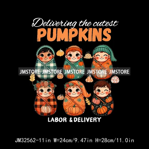 Labor And Delivery Thankful Turkey Thanksgiving Fall Nurse Gobble Squad Iron On DTF Transfer Stickers Ready To Press For Clothes