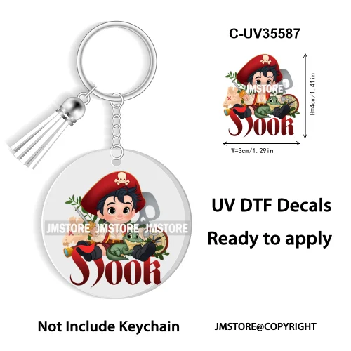 Cartoon Princess In My Villains Era UV DTF Decal Round Keychain Ready To Apply WaterProof Transfer Stickers For Circle Keychain
