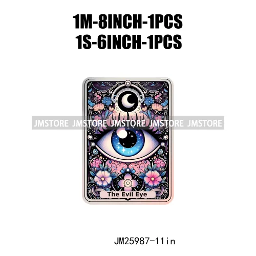 3d Evil Eye Tarot Cards Latina Mexican Culture Floral Thermal Decals DTF Iron On Transfers Stickers Ready To Press For Clothes