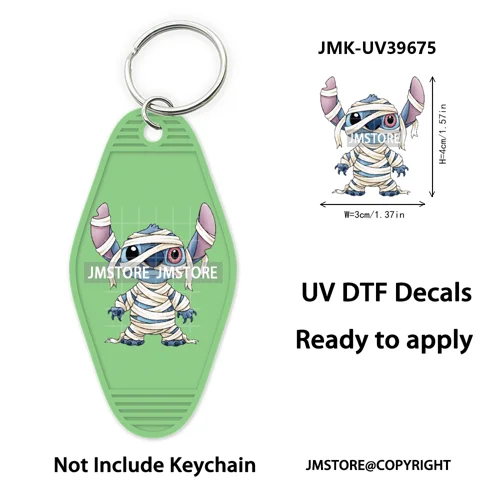 Horror Cartoon Halloween Pumpkin UV DTF Motel Keychain Decals Ready To Ship Durable Transfer Stickers Prints For Hotel Keychain