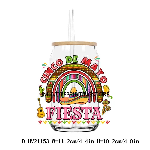 Mecican Cinco De Mayo Sombrero Hat UV DTF Transfers Stickers Decals For Libbey Cold Cups Mugs Tumbler Waterproof DIY Logo Latina