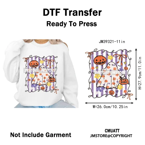 Funny Halloween Quotes Ghouls Stay Spooky Creep It Real Iron on DTF Washable Transfers Stickers Ready to Press for T-shirts Bags