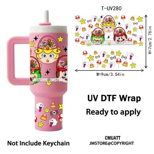 Halloween Nightmare Cartoon Characters UV DTF Mini Tumbler Keychain Wraps Ready To Apply Transfer Stickers Waterproof Decals