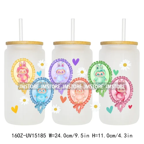 Cute Cartoon Coquette Magical Mirror Bow 16OZ UV DTF Cup Wraps Ready To Apply Waterproof Transfer Stickers For Libbey Glass Can