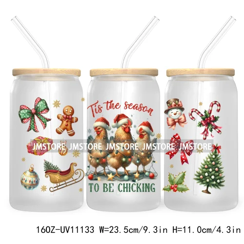 Just A Girl Who Loves Christmas UV DTF Cup Wrap For Libbey Glass Can Transfer Stickers Waterproof Custom Labels Tis The Season