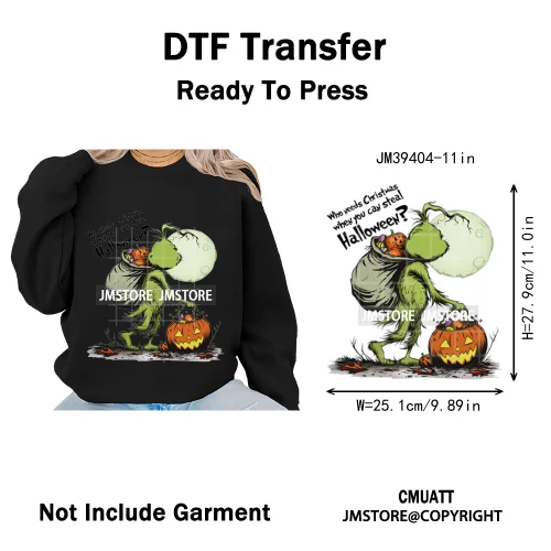 Scary Cartoon Halloween Horror Movies Trick Or Treat Logo Iron on DTF Washable Transfer Sticker Ready to Press for T-shirts Bags