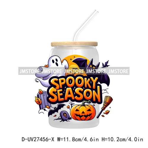 Trick or Teach Ghouls Halloween UV DTF Transfer Stickers Decals For Libbey Cold Cups Mugs Tumbler Waterproof Label Spooky Season