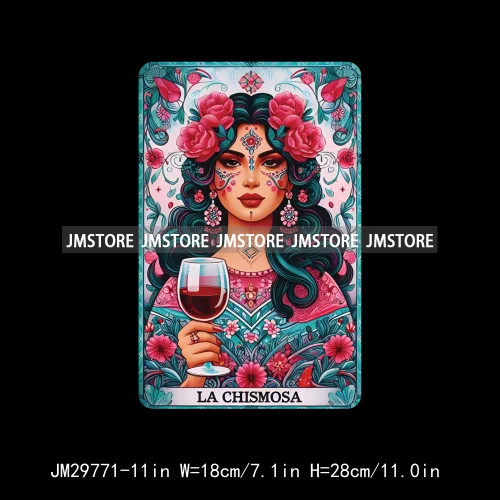 Latina Mexican Lady Chicana Spanish Tarot Card Designs Hecho En Mexico Iron On DTF Transfer Stickers Ready To Press For T-shirts