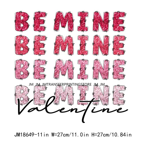 Iron On Faux Sequin Be Mine Valentine Vibes Decals Cupid In My Lover Era DTF Transfer Stickers Ready To Press For T-Shirts Bags