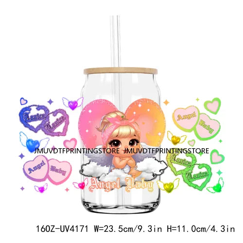 Chicano Baby Angel 16OZ UV DTF Cup Wrap Transfers Stickers Old School Cholo Girl Custom DIY Waterproof Logo For Libbey Glass Can