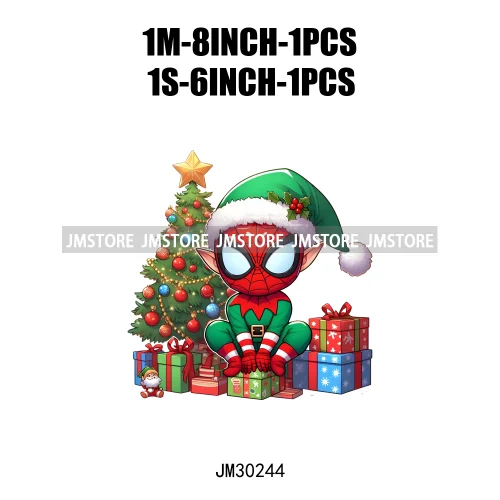 Christmas Cartoon Animal Characters Snow Holiday Santa Tree Gifts Iron On DTF Transfers Stickers Ready To Press For Sweatshirts