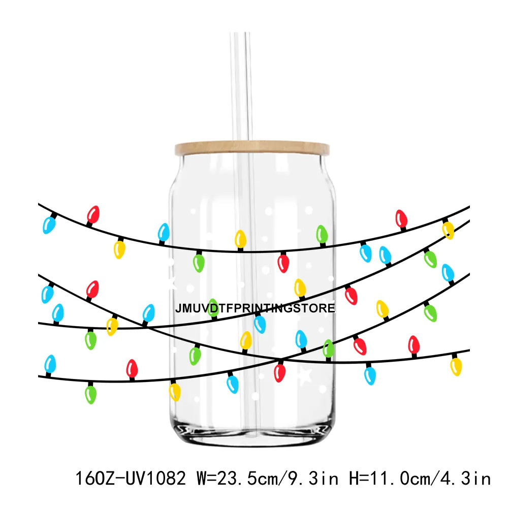 Christmas Tree Holiday 16OZ UV DTF Cup Wrap Transfers Stickers Custom Labels DIY Durable Waterproof Logo For Libbey Glass Can