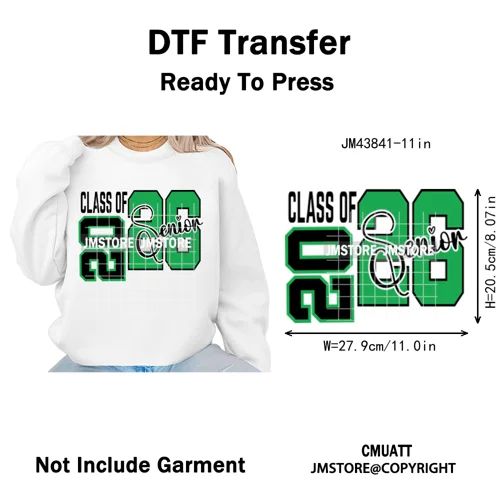 High School Senior 2026 Graduation Club Coquette Gifts Iron on Washable DTF Heat Transfers Stickers Ready to Press for Clothes