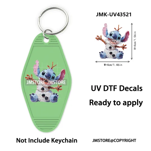 Christmas Santa Cartoon Character UV DTF Keychain Wraps Ready To Apply Waterproof High Quality Decals For Hotel Motel Keychain