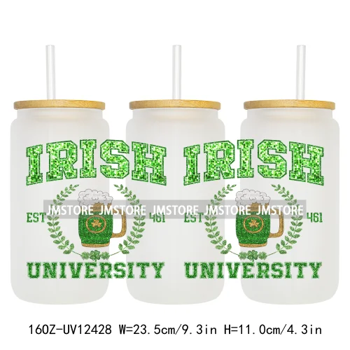 Lucky Coquette Bow Happy St Patrick's Day 16OZ UV DTF Cup Wrap Transfer Stickers Custom Waterproof Labels For Libbey Glass Can