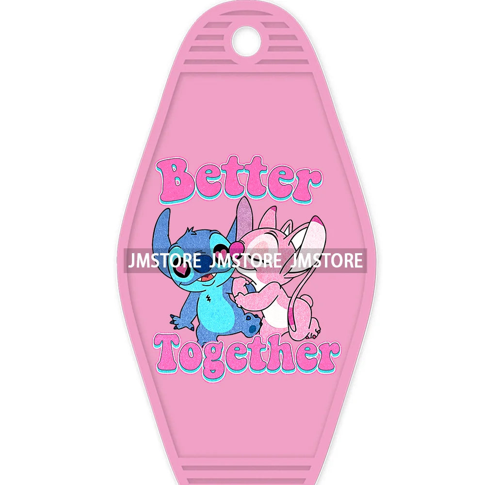 Faux Cartoon Couple Character Mouse And Friends High Quality WaterProof UV DTF Sticker For Motel Hotel Keychain Be My Valentine