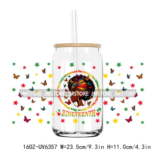 1865 Vibes Juneteenth Sunflower 16OZ UV DTF Cup Wrap Transfer Stickers Custom Label Durable Waterproof Logo For Libbey Glass Can